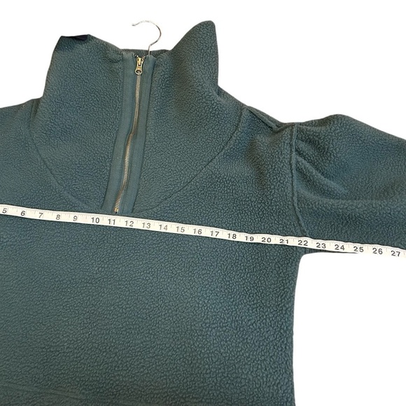Free People Poppy Pullover- Forest Pine Sherpa Half Zip Pullover- Size Small - Picture 12 of 13